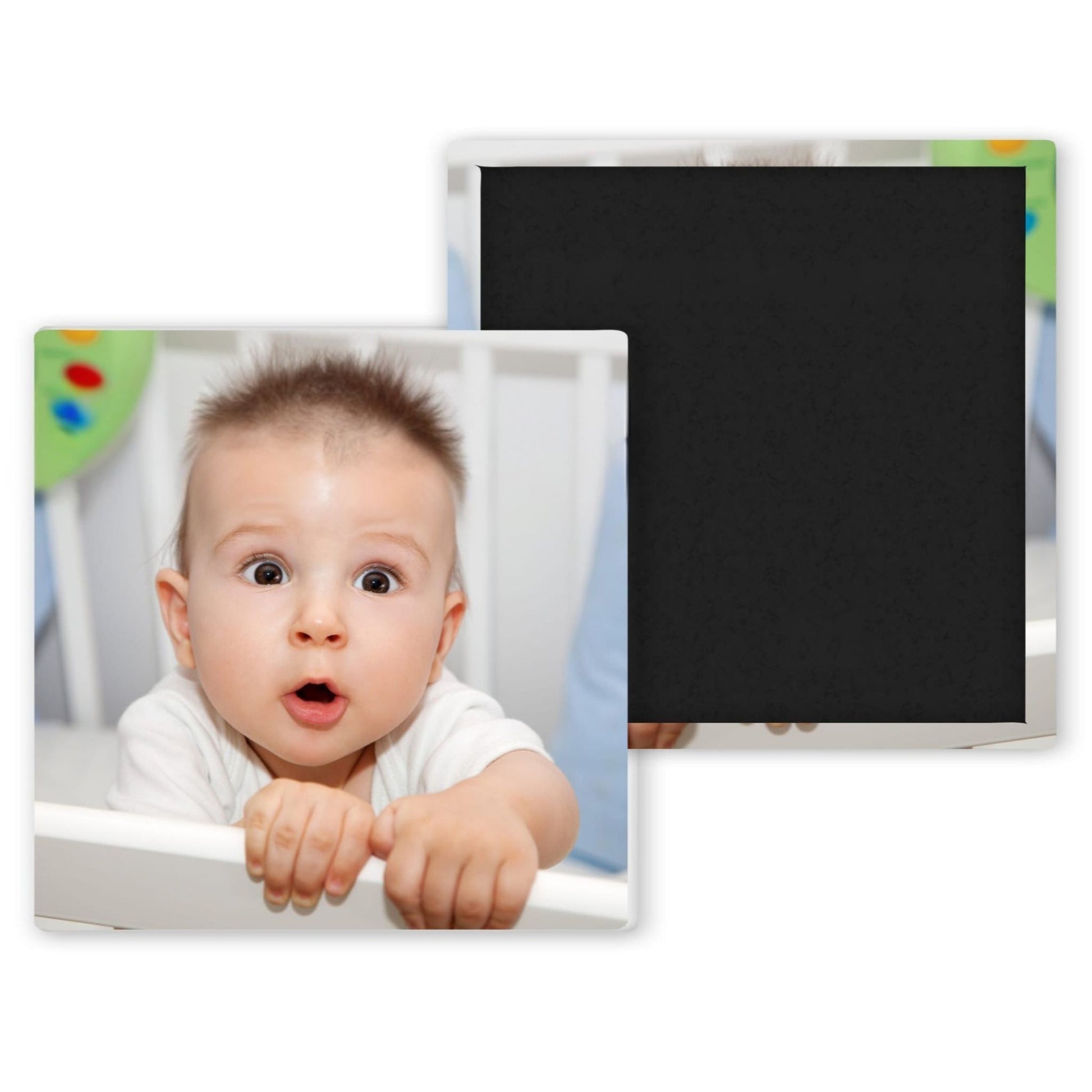 cute baby with white shirt climbin up crib